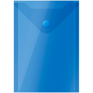 Папка-конверт на кнопке OfficeSpace, А6 (105*148мм), 150мкм, полупрозрачная, синяя