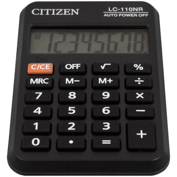 Калькулятор карманный Citizen LC-110NR, 8 разр., питание от батарейки, 58*88*11мм, черный