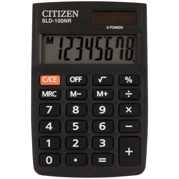 Калькулятор карманный Citizen SLD-100NR, 8 разр., двойное питание, 58*88*10мм, черный