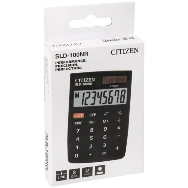 Калькулятор карманный Citizen SLD-100NR, 8 разр., двойное питание, 58*88*10мм, черный