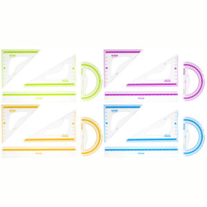 Набор чертежный средний Berlingo "Color Zone" (треуг. 2шт, линейка 20см, транспортир), прозрачный