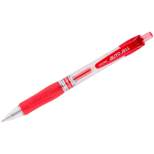 Ручка гелевая автоматическая Crown "CEO Jell" красная, 0,7мм, грип
