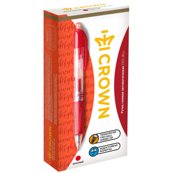 Ручка гелевая автоматическая Crown "CEO Jell" красная, 0,7мм, грип