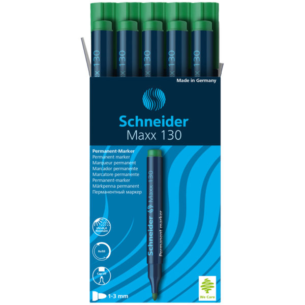 Маркер перманентный Schneider "Maxx 130" зеленый, пулевидный, 3мм