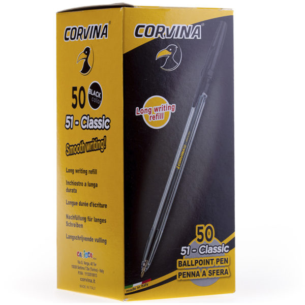 Ручка шариковая Corvina "51 Classic" черная, 1,0мм, прозрачный корпус