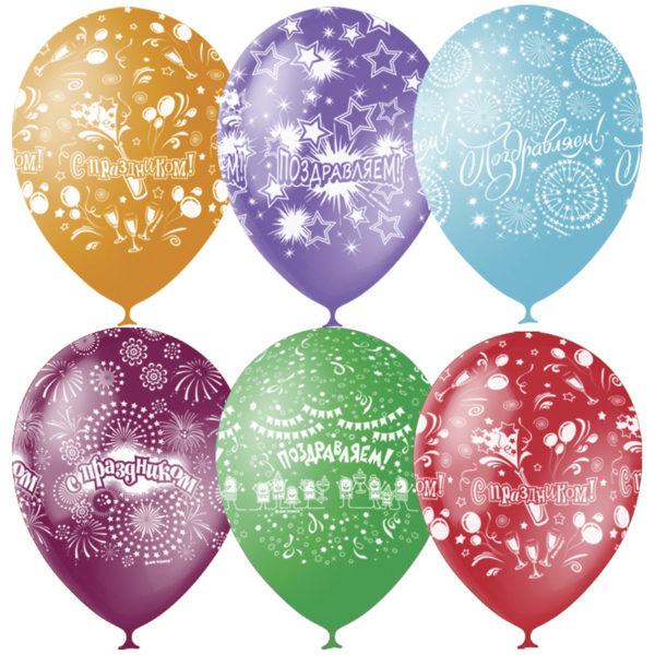 Воздушные шары,  25шт., M12/30см, Поиск "Праздничная тематика", пастель+декор