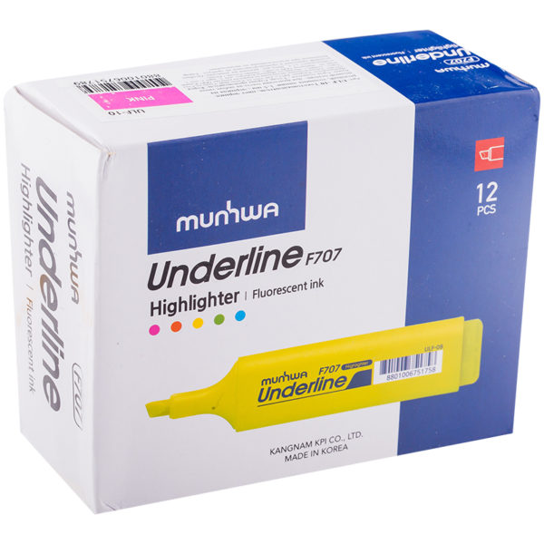 Текстовыделитель MunHwa "UnderLine" розовый, 1-5мм