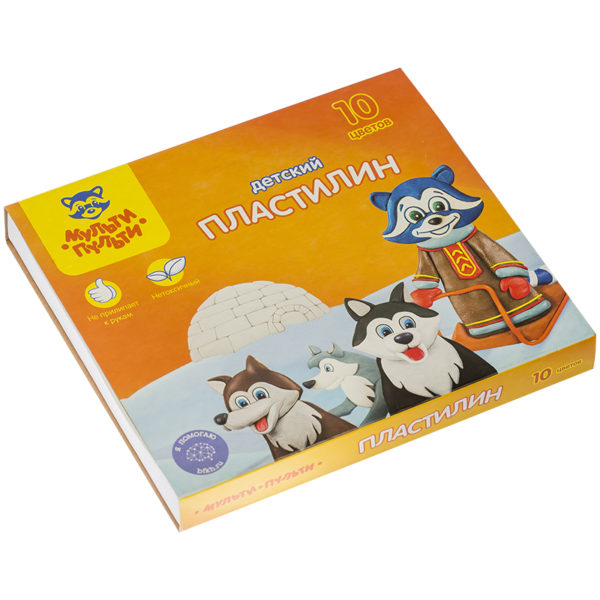 Пластилин Мульти-Пульти "Енот на Аляске", 10 цветов, 150г, со стеком, картон