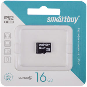Карта памяти SmartBuy MicroSDHC 16GB, Class 10, скорость чтения 10Мб/сек