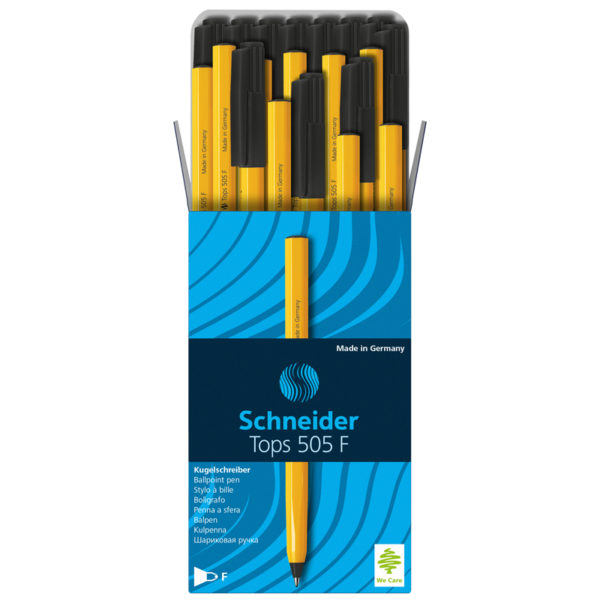Ручка шариковая Schneider "Tops 505 F" черная, 0,8мм, оранжевый корпус