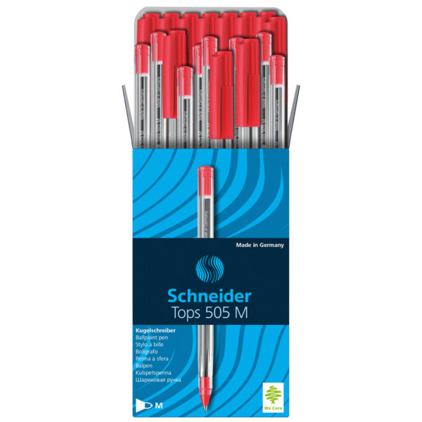 Ручка шариковая Schneider "Tops 505 M" красная, 1,0мм, прозрачный корпус