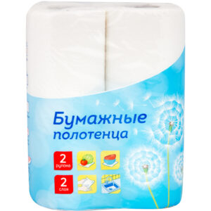 Полотенца бумажные в рулонах OfficeClean, 2-х слойн., 9,6м/рул, белые, 2шт.