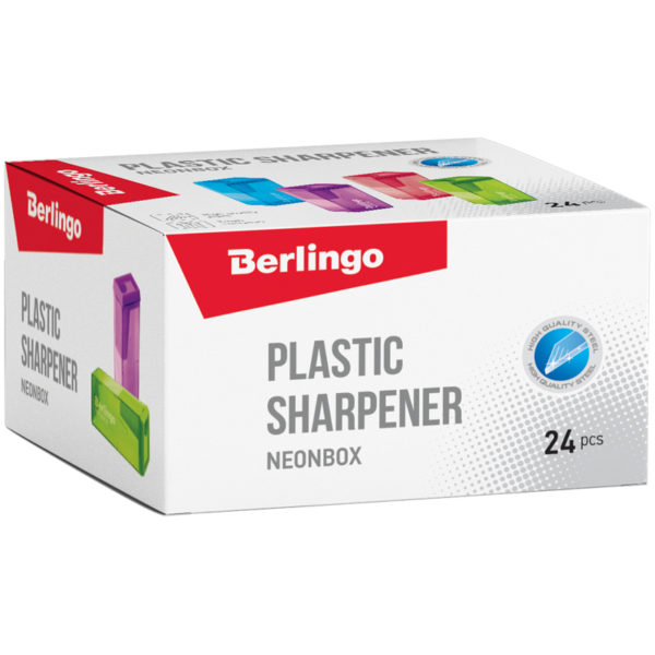 Точилка пластиковая Berlingo "NeonBox", 1 отверстие, контейнер, ассорти