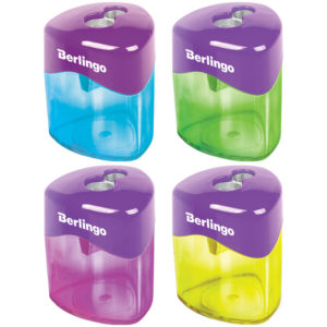 Точилка пластиковая Berlingo "DoubleColor", 2 отверстия, контейнер, ассорти