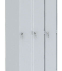 Трехсекционный металлический шкаф для одежды ШРМ - 33