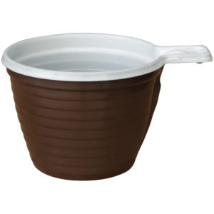 Чашки одноразовые для кофе OfficeClean, эконом, ПП, бело-коричневые, 180мл, хол/гор, уп. 50шт.