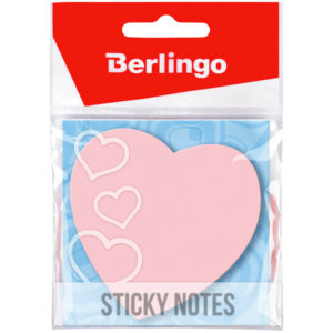 Самоклеящийся блок фигурный Berlingo "Сердце", 70*70мм, 50л, малиновый неон