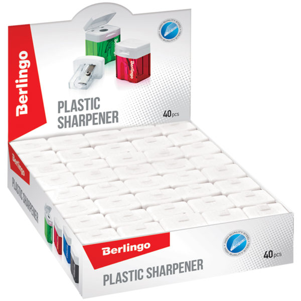Точилка пластиковая Berlingo, 1 отверстие, контейнер, ассорти
