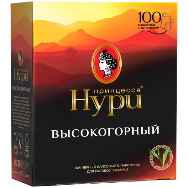 Чай Принцесса Нури "Высокогорный", черный, 100 пакетиков по 2г