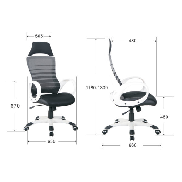 Кресло руководителя Helmi HL-S05 "Podium", ткань/сетка/экокожа черная, пластик черный