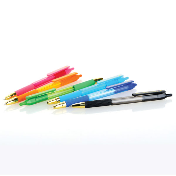 Ручка шариковая автоматическая MunHwa "MC Gold Click" синяя, 0,7мм, грип, штрих-код, корпус ассорти