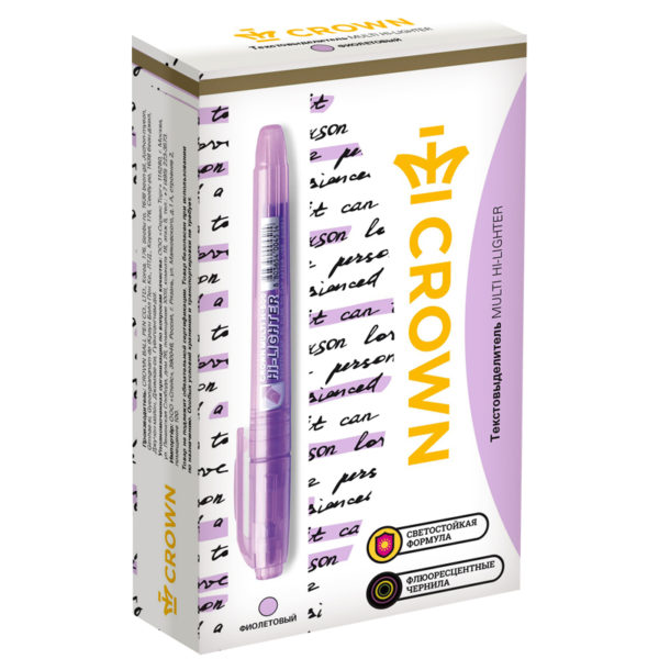 Текстовыделитель Crown "Multi Hi-Lighter" фиолетовый, 1-4мм