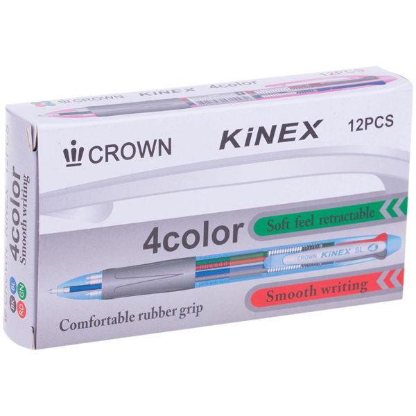 Ручка шариковая автоматическая Crown "Kinex Sl" 4цв., 0,7мм, грип