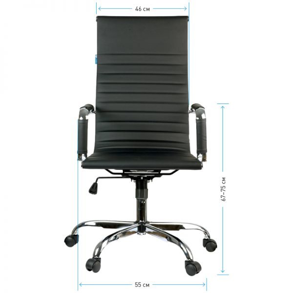 Кресло руководителя Helmi HL-E17 "Slim", экокожа черная, хром