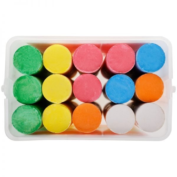 Мелки для асфальта Гамма "Мультики", цветные, 15шт., 6цв., круглые, пластиковое ведро
