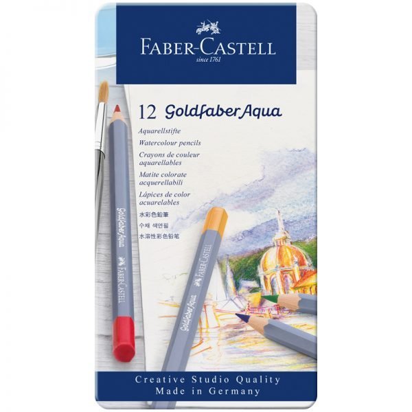 Карандаши акварельные художественные Faber-Castell "Goldfaber Aqua", 12цв, метал. коробка