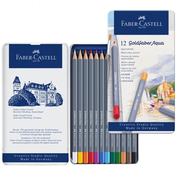 Карандаши акварельные художественные Faber-Castell "Goldfaber Aqua", 12цв, метал. коробка