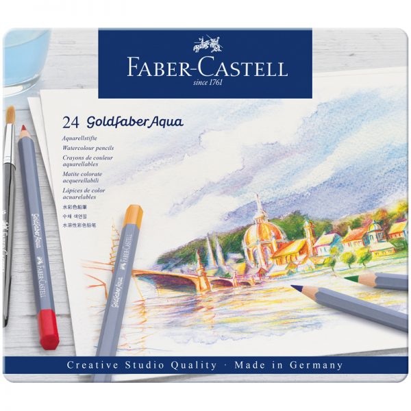 Карандаши акварельные художественные Faber-Castell "Goldfaber Aqua", 24цв, метал. коробка