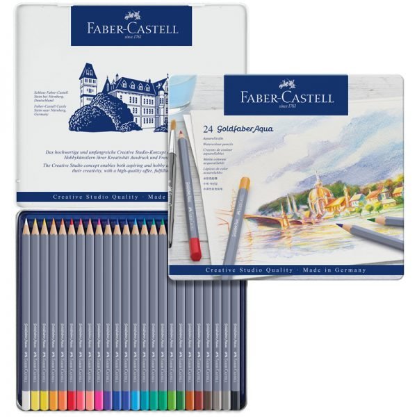 Карандаши акварельные художественные Faber-Castell "Goldfaber Aqua", 24цв, метал. коробка