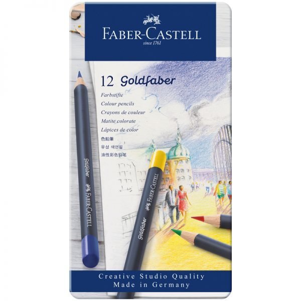 Карандаши цветные Faber-Castell "Goldfaber" 12цв., круглые, заточен., метал. коробка