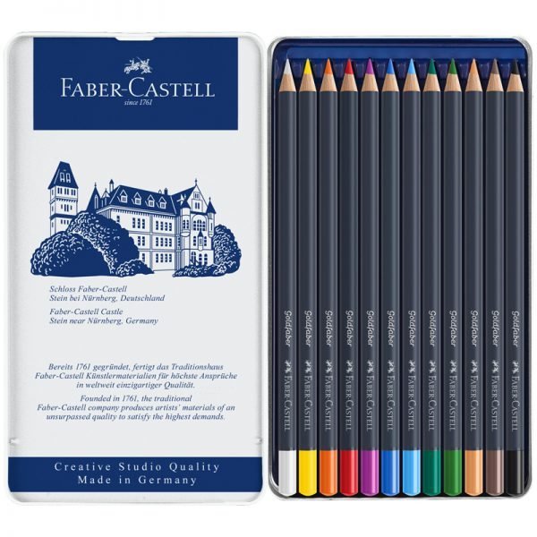 Карандаши цветные Faber-Castell "Goldfaber" 12цв., круглые, заточен., метал. коробка
