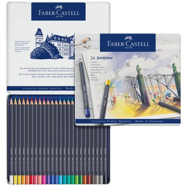 Карандаши цветные Faber-Castell "Goldfaber" 24цв., круглые, заточен., метал. коробка