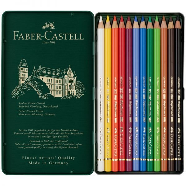 Карандаши цветные художественные Faber-Castell "Polychromos" 12цв., заточен., метал. коробка