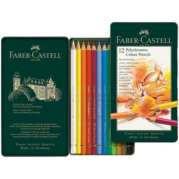 Карандаши цветные художественные Faber-Castell "Polychromos" 12цв., заточен., метал. коробка