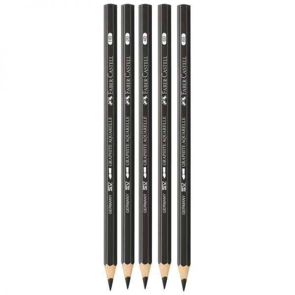 Набор карандашей ч/г акварельных Faber-Castell "Graphite Aquarelle", 5шт., HB-8B, заточ., метал.кор