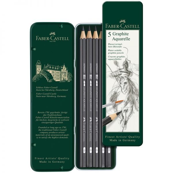 Набор карандашей ч/г акварельных Faber-Castell "Graphite Aquarelle", 5шт., HB-8B, заточ., метал.кор