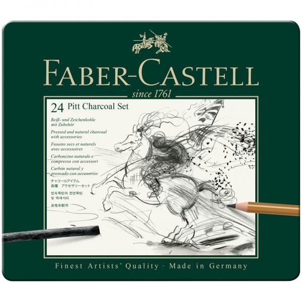 Набор угля и угольных карандашей Faber-Castell "Pitt Charcoal" 24 предмета, метал. кор.