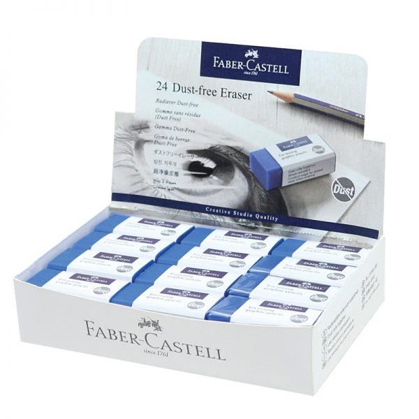 Ластик Faber-Castell "Dust-Free", прямоугольный, картонный футляр, 45*22*13мм, синий