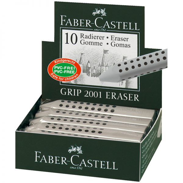 Ластик Faber-Castell "Grip 2001", трехгранный, 90*15*15мм, серый