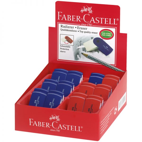Ластик Faber-Castell "Sleeve Mini", прямоугольный, 54*25*13мм, пластиковый футляр ассорти