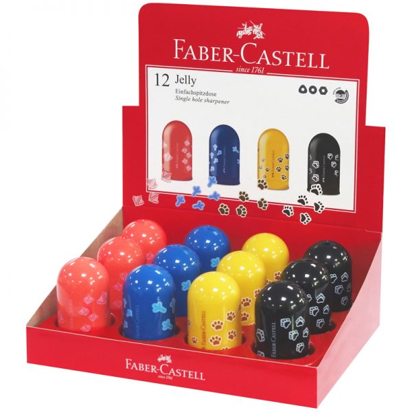 Точилка пластиковая Faber-Castell "Jelly", 1 отверстие, контейнер, ассорти