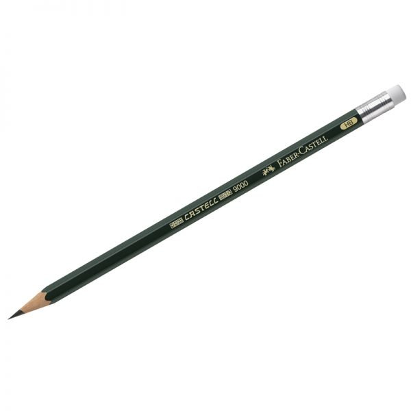 Карандаш ч/г Faber-Castell "Castell 9000" HB, с ластиком, заточен.