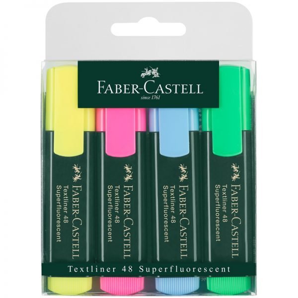 Набор текстовыделителей Faber-Castell "48" 4цв., 1-5мм, пластик. уп., европодвес