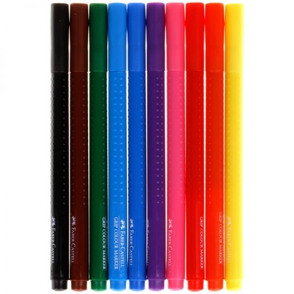 Фломастеры Faber-Castell "Grip", 10цв., трехгранные, смываемые, пластик.уп., европодвес