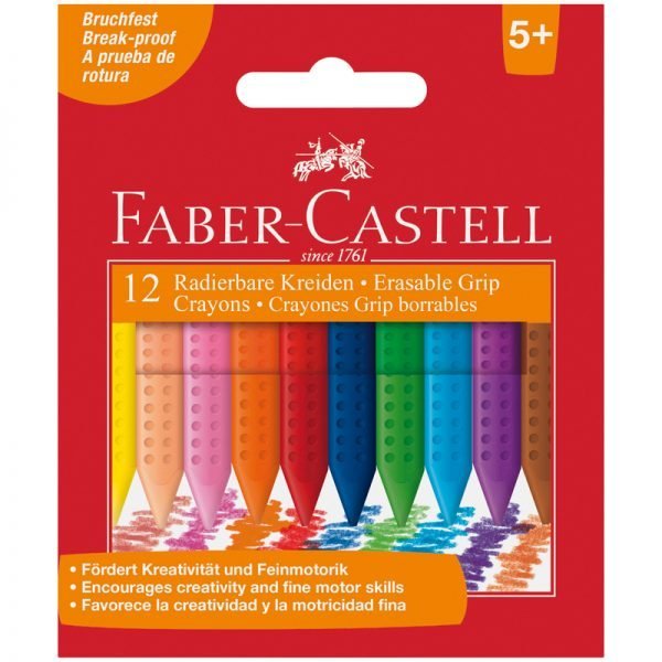 Мелки пластиковые Faber-Castell "Grip" 12цв., трехгранные, картон, европодвес