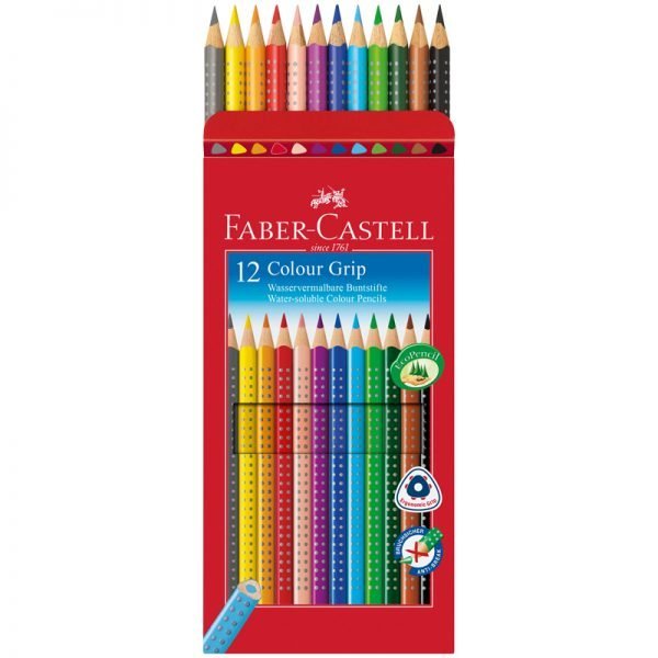 Карандаши цветные Faber-Castell "Grip", 12цв., трехгран., заточен., картон, европодвес